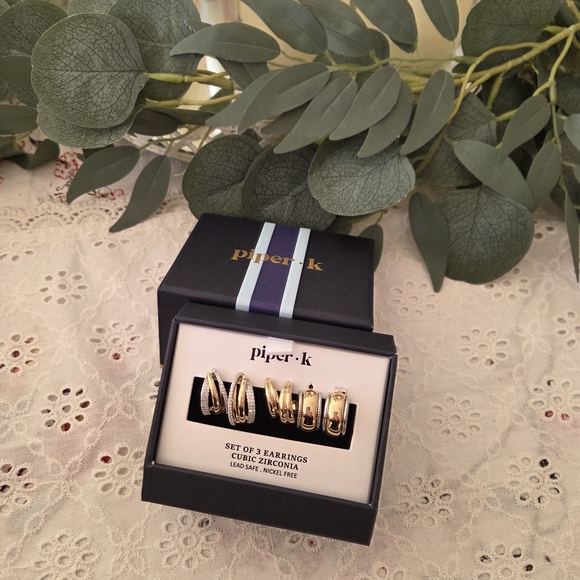 Piper K Gold and Silver Hoop Earrings Set - Picture 4 of 4